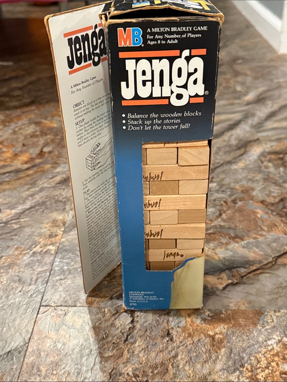 Jenna Milton Bradley game Wooden Block Tower Game used